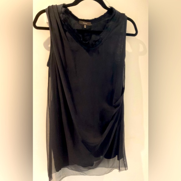 Black Vera Wang Silk / Cotton  tank top - Picture 1 of 5
